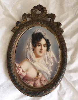  Miniature Framed Portrait Painting. Nobel Antique jewelry Store, Santa Monica. Made in America.